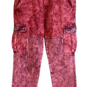 POL Red Mineral Wash Cargo Pants - Large NWOT